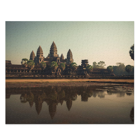 Angkor Wat jigsaw puzzle of intricate ancient monument details.