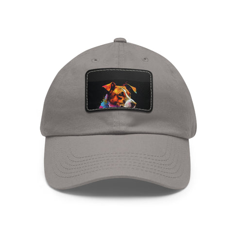 Jack Russell puppy love baseball cap in white with light brown patch.