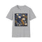 Charcoal cotton T-shirt with delicate floral tapestry pattern regular fit crew neck