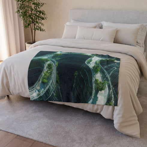 Glass Maze Growing through Skyscrapers Plush Fleece Throw Blanket