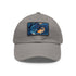 Gleaming goldfish adventure baseball cap in white with light brown patch.
