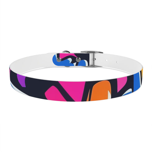 Neon graffiti urban dog collar in size M, black onyx.