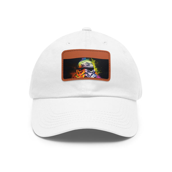 Neon Watercolor Storm Trooper Baseball Cap - White Light Brown Rectangle.