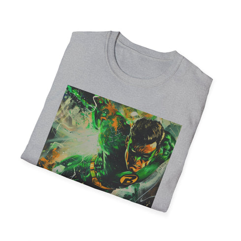 Charcoal Green Lantern T-shirt with vivid superhero painting and crew neck design