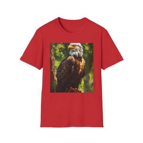 Eagle painting on charcoal tee, cotton crew neck, regular fit.