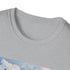 Charcoal crew neck T-shirt with serene Swiss Alps watercolor design
