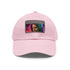 Neon watercolor dreams hat with light brown rectangle patch.