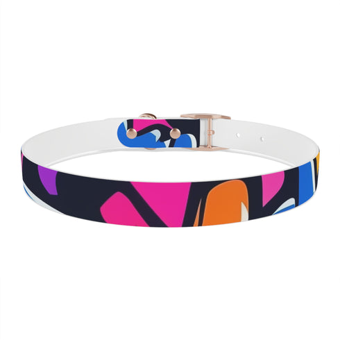 Neon graffiti dog collar, size M, black onyx urban accessory for pets.