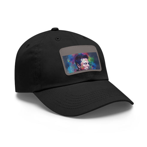Vibrant neon watercolor baseball cap with unique Elon Musk design.