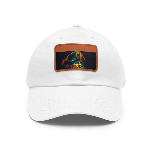 Neon watercolor baseball cap with light brown patch and rectangle shape.