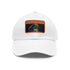 Neon watercolor baseball cap with light brown patch and rectangle shape.