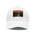 Neon watercolor baseball cap in white with light brown rectangle patch