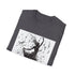 Charcoal cotton t-shirt with dancer silhouette and musical notes pattern