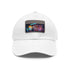 Bright neon watercolor splash baseball cap, unisex cotton hat, white, rectangle.