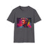 Cotton charcoal crew neck T-shirt with vibrant watercolor and neon strokes