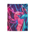 Origami Dragon over a Neon Grid Plush Fleece Throw Blanket