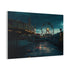 Abandoned Carnival at Night Stretched Canvas Wall Art