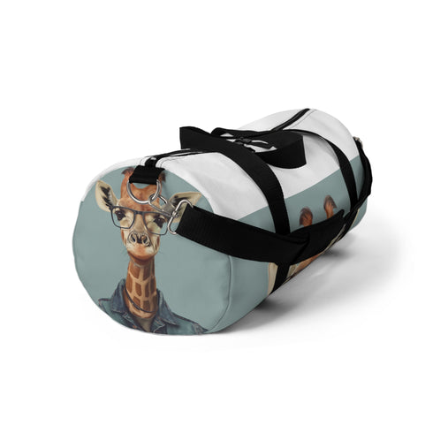 Quirky Giraffe Hipster Small Duffel Bag with All Over Print