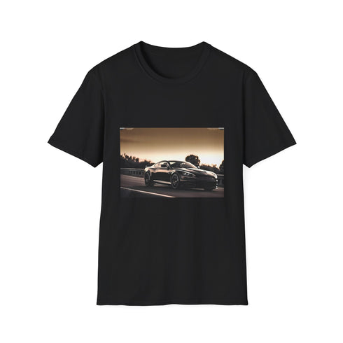 Men's charcoal cotton crew neck t-shirt with vibrant Aston Martin racing design