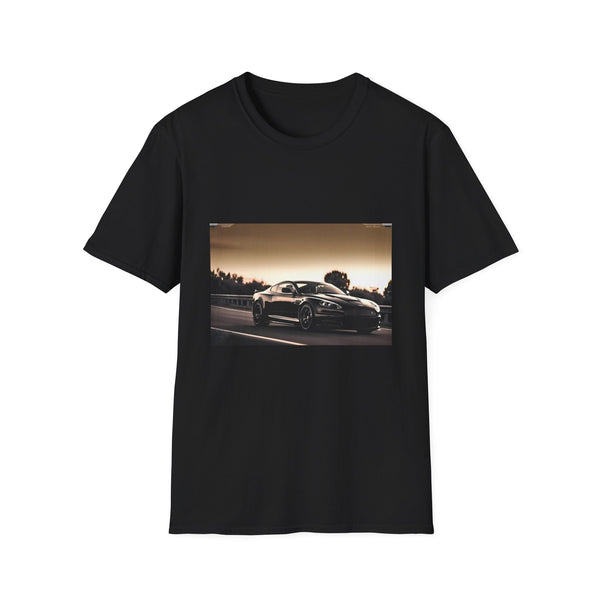 Men's charcoal cotton crew neck t-shirt with vibrant Aston Martin racing design