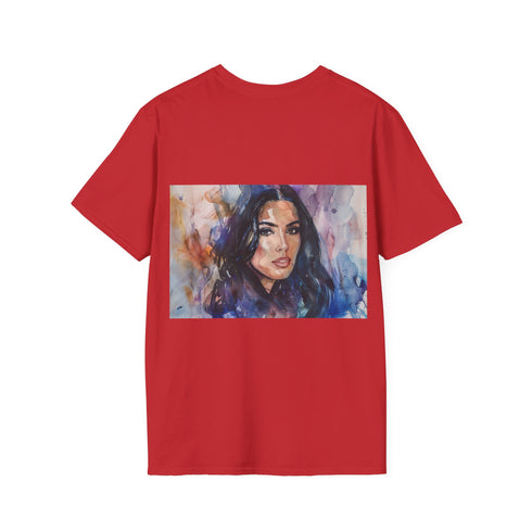Kim Kardashian watercolor tee in charcoal, regular fit summer fashion.