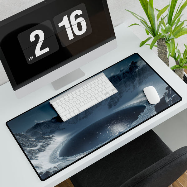 Frozen Exoplanet Crater Lake Sci-Fi Gaming XXL Extended Desk Mat - View 4 | Prints With Passion