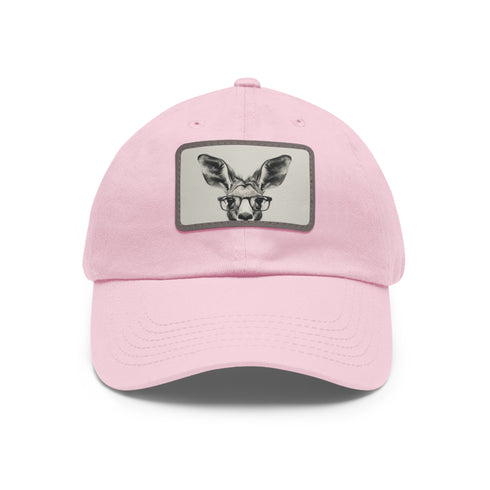 Kangaroo Cool Vegan Cotton Baseball Hat with Glasses & Patch.