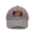 Neon watercolor Trex cap with light brown patch, rectangle shape.