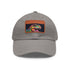 Dino Dreams Watercolor Neon Baseball Cap, White with Light Brown patch.