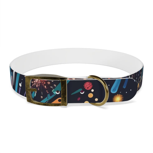 Festive Fireworks Dog Collar, Black Onyx, Medium - Vibrant Celebration Accessory