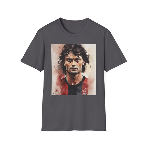 Paolo Maldini charcoal cotton crew neck tee with watercolor design.