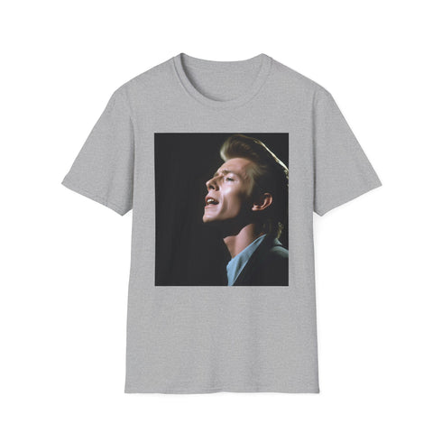 Watercolor charcoal T-shirt with Ziggy Stardust design in cotton crew neck