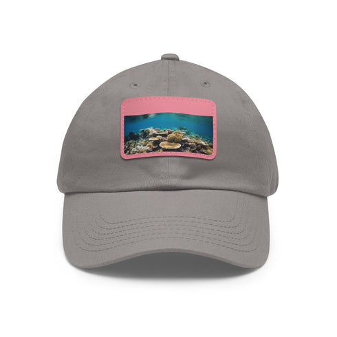 Great Barrier Reef themed white baseball cap with coral reef design.