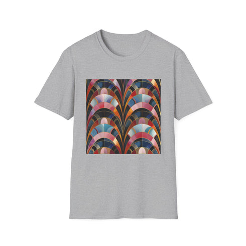 Retro Rhapsody Geometric Art Deco Charcoal T-Shirt, Regular Fit.