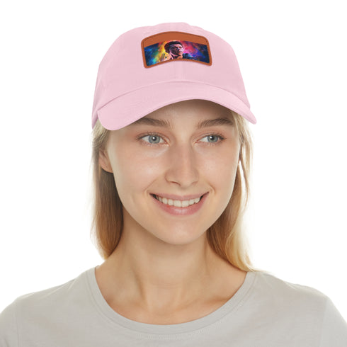 Neon dream watercolor cap with light brown patch and rectangle shape.