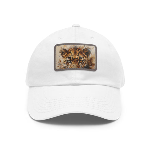 Wildlife-inspired white Cheetah print snapback cap, vegan cotton fabric.