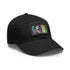 Kevin Hart neon watercolor baseball cap with light brown patch.