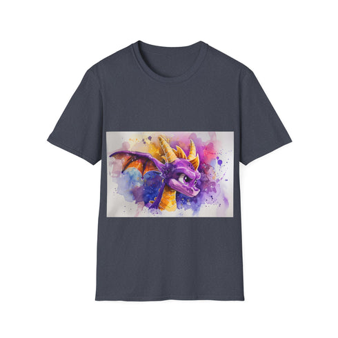 Colorful Spyro Watercolor Tee in Charcoal, size Small, dragon design.
