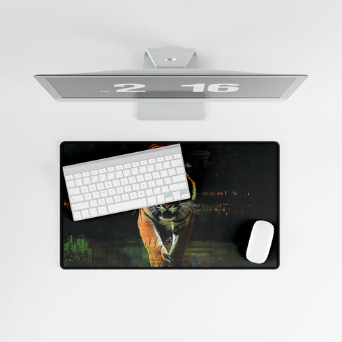 Tiger Emerging from Digital Glitch Gaming XXL Extended Desk Mat