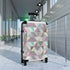 Pastel geometric pattern travel suitcase in small black size.