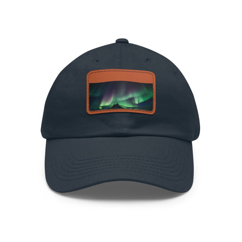 Northern Lights Glow Baseball Cap in White with Rectangle Patch