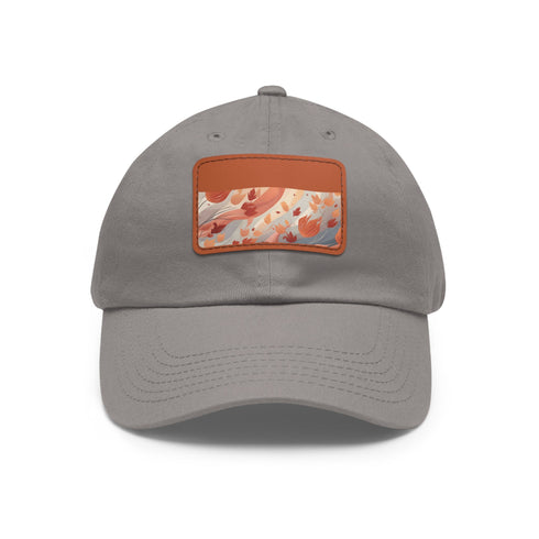 Autumn themed baseball cap with colorful leaf pattern, unisex style.