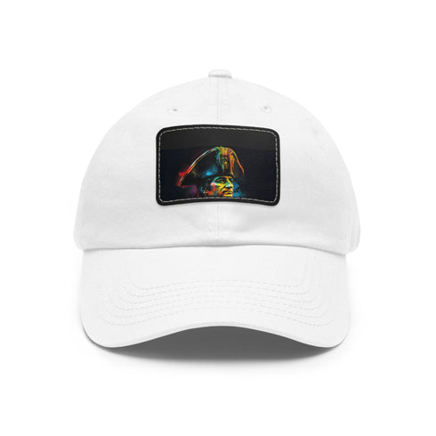 Neon watercolor baseball cap with light brown patch and rectangle shape.