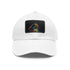 Neon watercolor baseball cap with light brown patch and rectangle shape.
