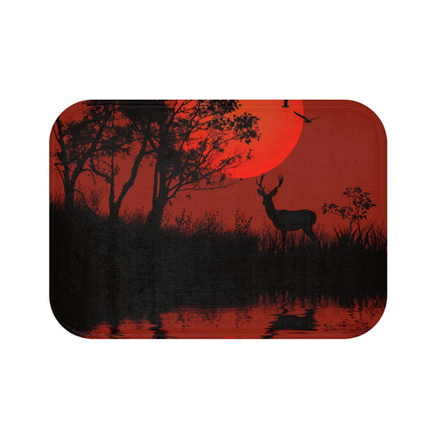 Deer silhouette bath mat adds woodland charm to your bathroom décor.