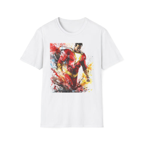 Shazam lightning superhero t-shirt in charcoal, size S.