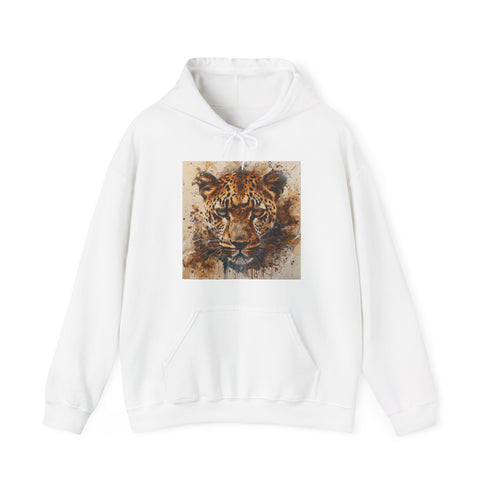 Wild cheetah print hoodie in navy for men and women.
