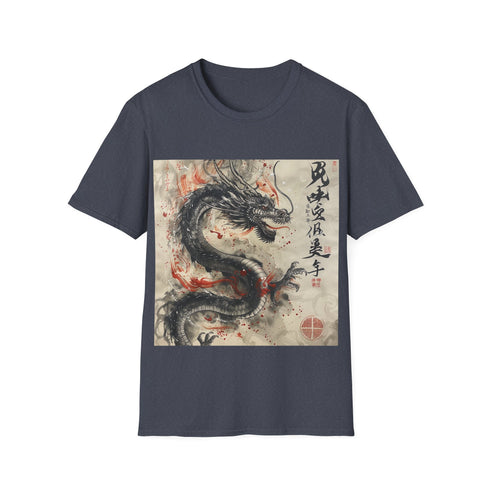 Dragon Fury Japanese TShirt Charcoal Regular Fit Cotton Crew Neck-Men/Women