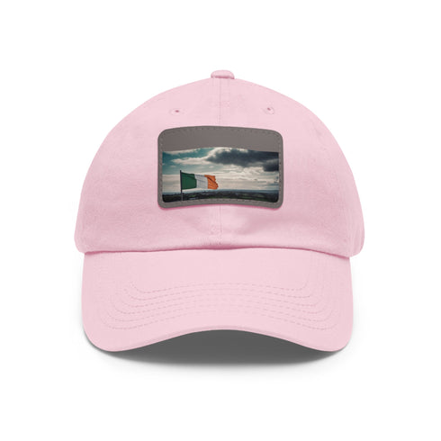 Emerald Isle Baseball Cap, White with Light Brown Patch, Rectangle Shape