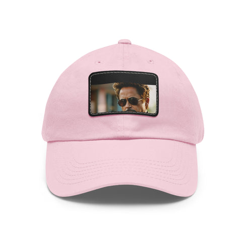 Iron Shades Snapback Cap in White with Light Brown Patch